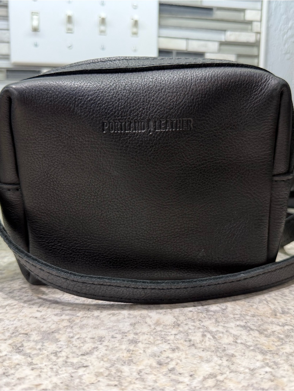 Portland Leather Mesa pebbled black crossbody